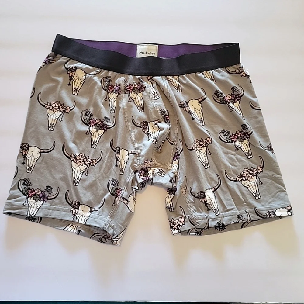 Meundies Men's Boxer Brief Underwear Bull Skull Size Medium - Picture 1 of 4